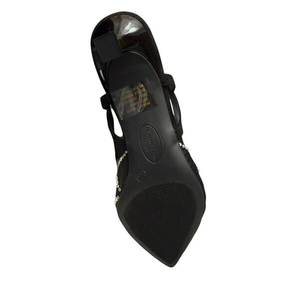 Anne Klein Womens Black Iheart Mesh Slingback Kitten Heels Sz 7.5 New - Picture 8 of 10